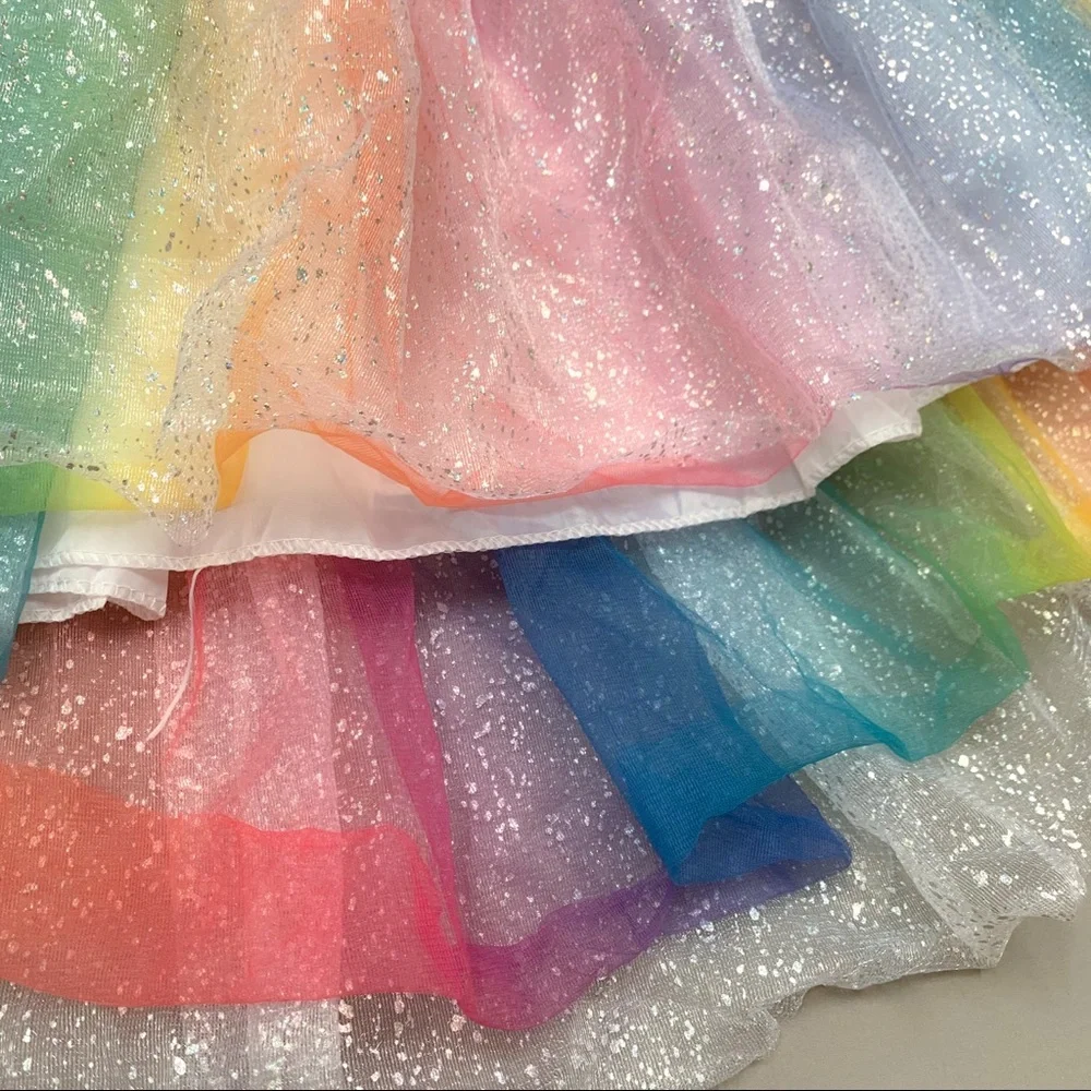 Girls RAINBOW UNICORN PEGASUS dress costume, girls L 10-12.